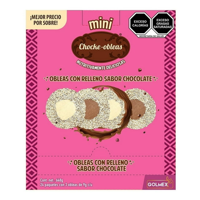 Mini Chocko Obleas Golmex 24 paquetes de 27g chocolate