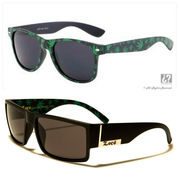 2 Pack Marijuana Sunglasses 1-Retro Brand POT 1 Locs Matte Black 91026 POT