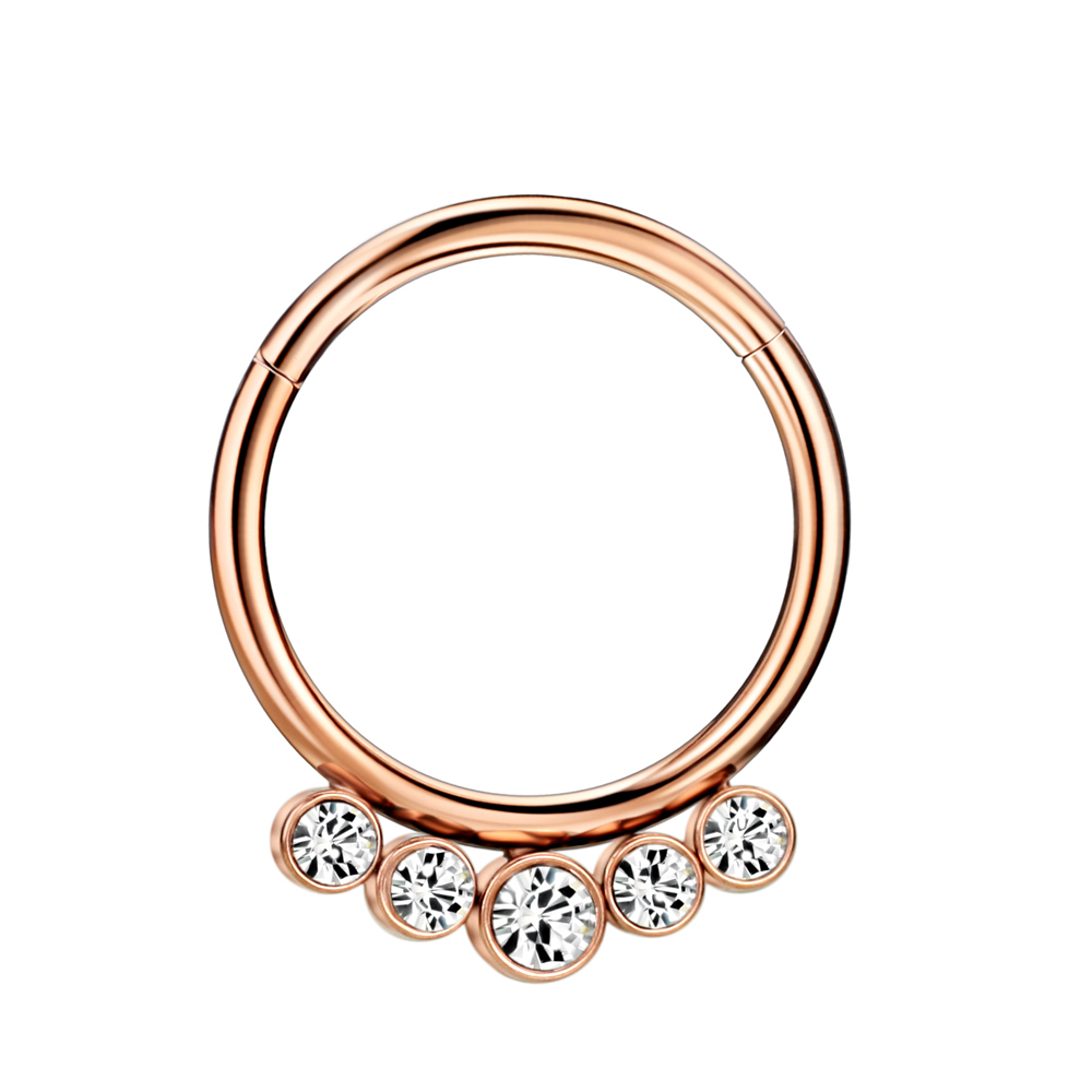 16g Septum Jewelry 16 gauge Septum Rings for Women Rose Gold Plated Surgical Steel Septum Hoop 8mm Beaded CZ Daith Piercing Jewelry