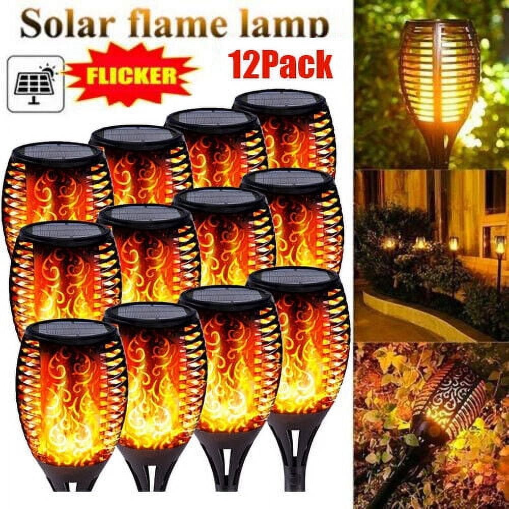 LITOM 4Pcs 12 LED/52CM Light Control Solar Torch Flame Light, IP65 Waterproof Garden Lights Outdoor Landscape Decoration for Patio Garden Path Yard Wedding Party
