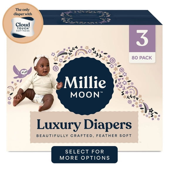 Millie Moon Luxury Diapers, Size 3, 80 Count
