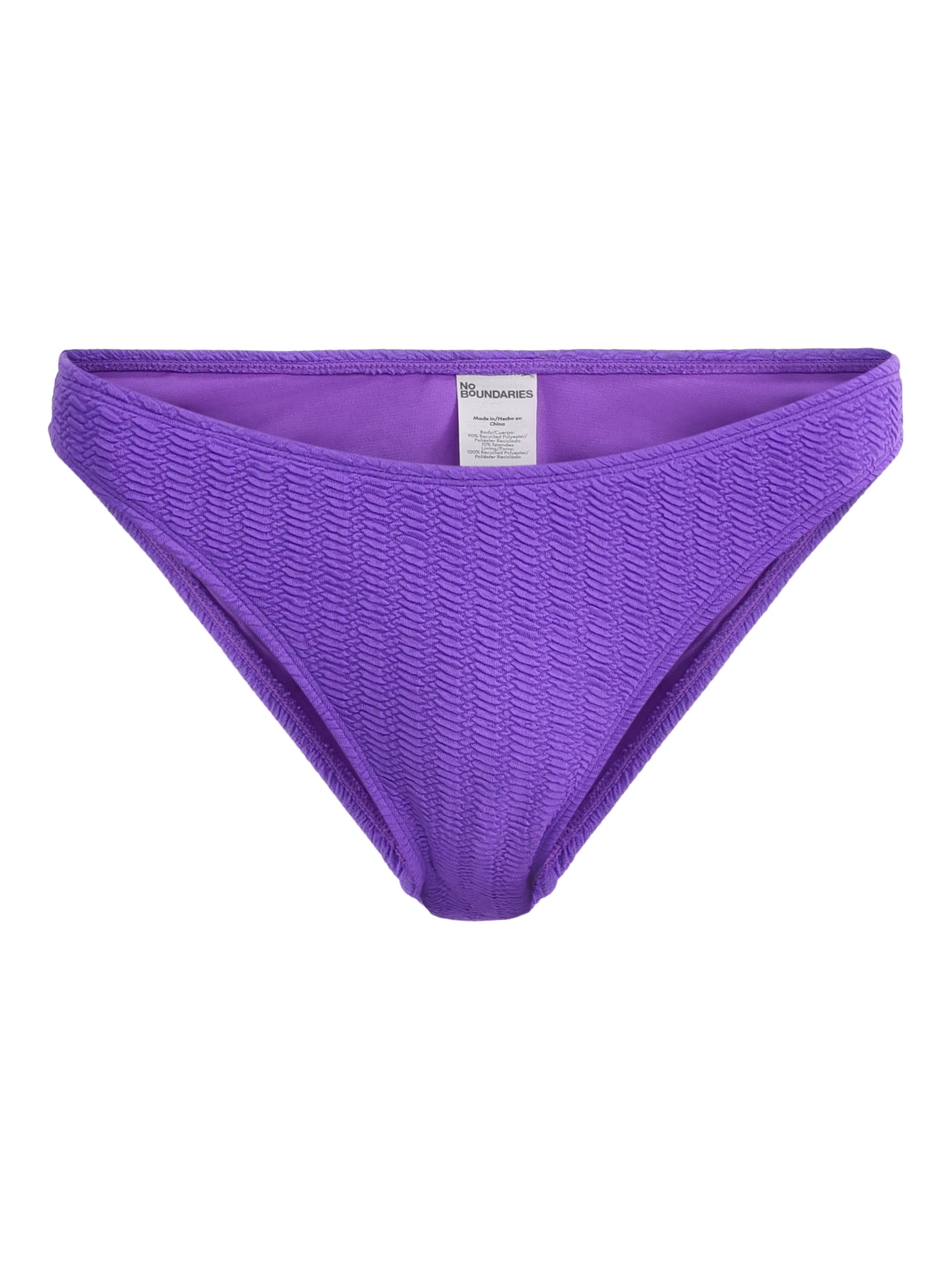 No Boundaries Women's Herringbone Crinkle Bikini Bottoms, Sizes XXS-XXL