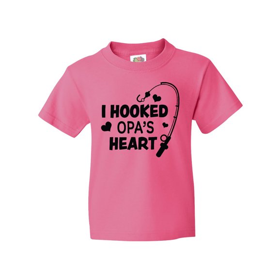 Inktastic I Hooked Opa's Heart with Fishing Rod Youth T-Shirt