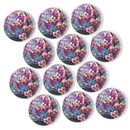 

Strong Refrigerator Magnet Fridge Sticker Colorful Flowers In Stained Glass Style 12Pcs Beautiful Photo Decorative Magnet Set Small Round Crystal Glass Craftwork for Refrigerator Decor