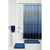 Mainstays Stockholm 15-Piece Geometric Polyester Shower Curtain Set, Navy