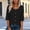 Black, variant on Yrmaups Loose Fit 3/4 Sleeve T Shirt for Women Plus Size, Casual Round Neck Button Down Blouse, Soft Stretch Basic Tee for Vacation Office Home Daily Wear, White XL