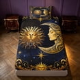 thumbnail image 4 of Homewish Mystic Sun Moon Twin Sheets, Cosmos Stars Bedding, Gold Dark Blue, 3pcs, 1 Flat Sheet, 1 Fitted Sheet and 1 Pillowcase, 4 of 6