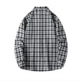 thumbnail image 3 of IYTR Men's Plaid Flannel Shirt Button Down Long Sleeve Regular-Fit Shacket Jacket Lapel Checked Casual Loose Shirts (Black,XXXXL), 3 of 7