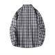 thumbnail image 3 of Blusa y camisa de manga larga con cuello vuelto para hombre, estilo informal, a cuadros, con bolsillos y botones, de licra, 3 of 7