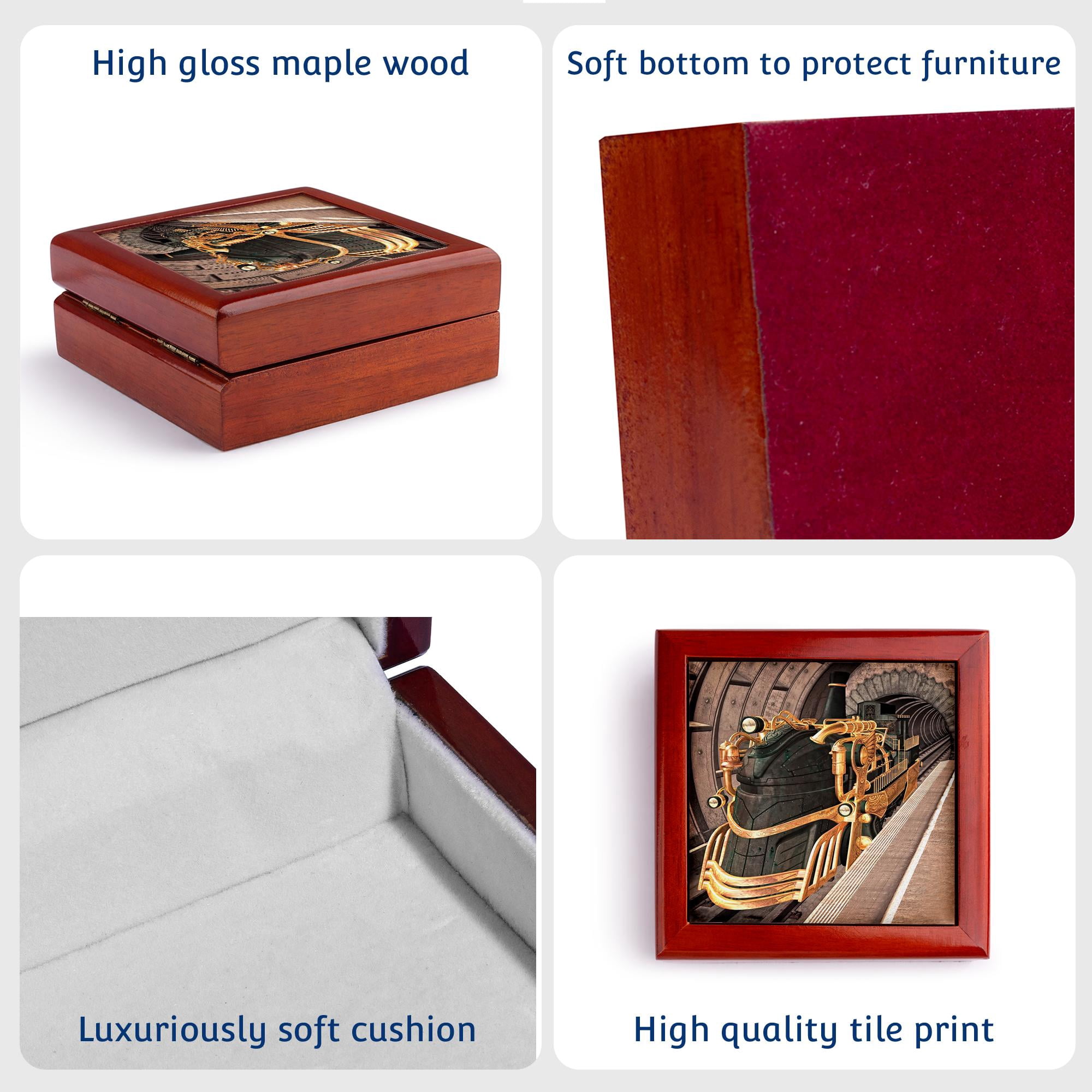3dRose, A steampunk train station, Jewelry Box 5.5x5.5 inch with 4 inch tile