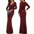thumbnail image 3 of IROINNID Rollbacks Wedding Guest Dresses for Women Homecoming Party Spring And Summer Solid Color V-neck Slim Fitting Long Trendy Formal Dress,Burgundy, 3 of 5
