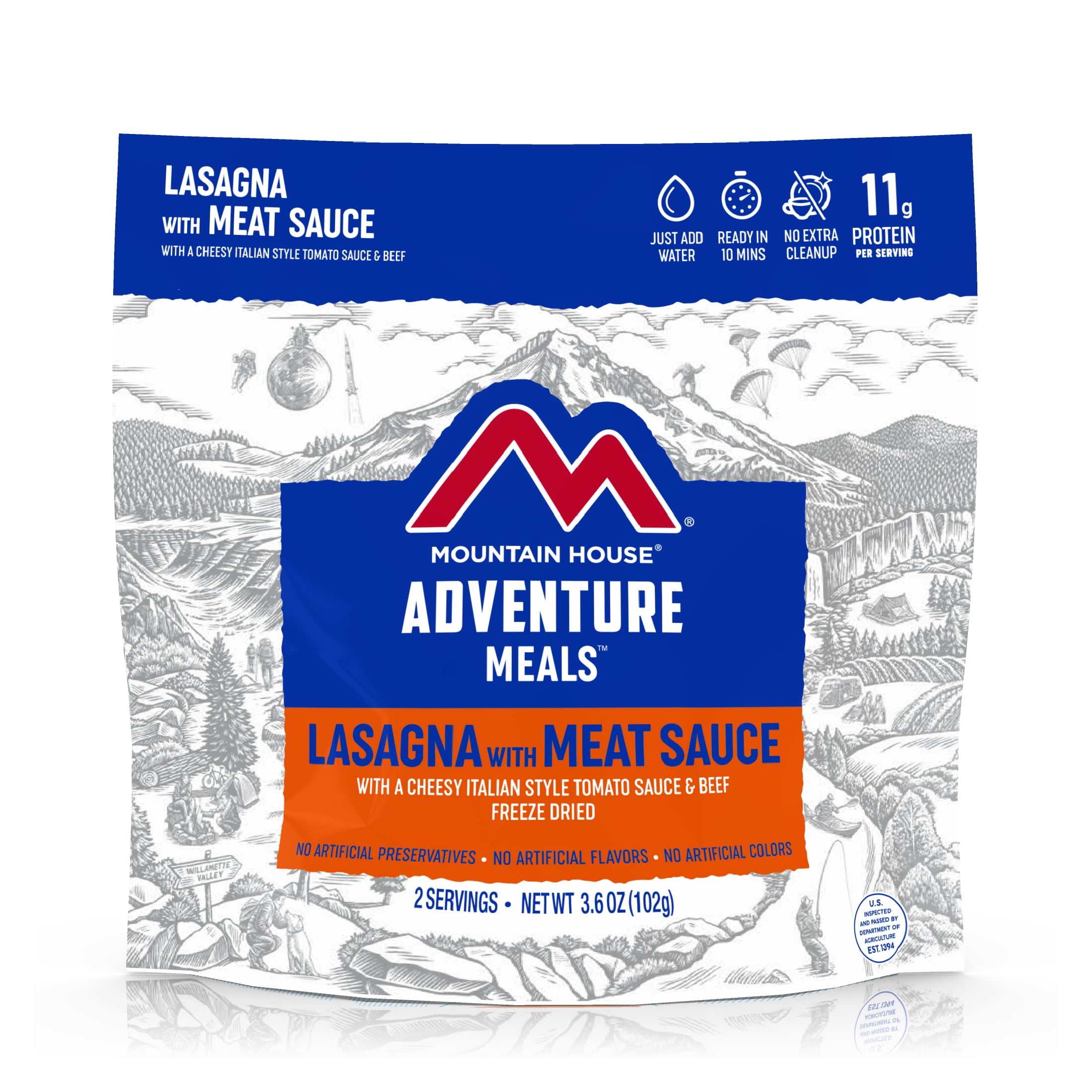 Mountain House Lasagna w/Meat Sauce, Freeze-Dried Camping & Backpacking Food, 2-Serving Pouch