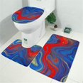 thumbnail image 2 of Blue Red Gold Marble Pattern Bathroom Rugs Sets 3 Piece,Toilet Cover Set,Absorbent Non Slip Bathroom Mats Sets with U-Shaped Contour Rug Toilet Rug Set, 2 of 5