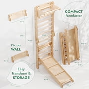 Goodevas 6-in-1 Wooden Swedish Wall & Slide Indoor Climbing Set for Kids Ages 2-12