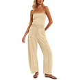 thumbnail image 2 of gakvbuo Summer Jumpsuits Womens Casual Strapless Overalls Playsuit Suspender Trousers Off The Shoulder Rompers Sleeveless Outfits With Pockets, 2 of 9