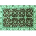 thumbnail image 1 of Ahgly Company Indoor Rectangle Oriental Turquoise Blue Traditional Area Rugs, 2' x 5', 1 of 4