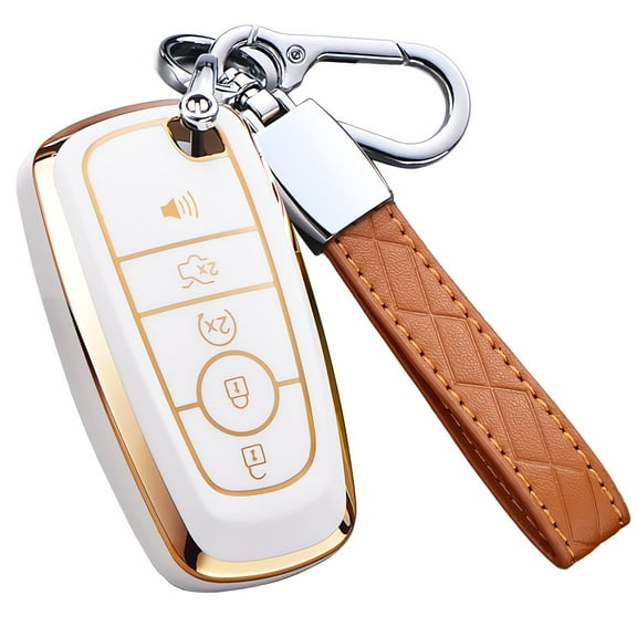 for Ford Key Fob Cover with Keychain, for Explorer Bronco Escape Edge Expedition Mustang F150 Fusion Ranger Lincoln Premium Soft TPU Full Protection Key Case Remote Key Holder