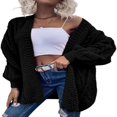 thumbnail image 3 of Women Loose Cardigan Sweater Front Open Cable Lantern Sleeve Knit Jacket, 3 of 4