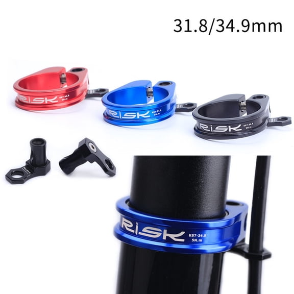 31.8Mm 34.9Mm Bike Seatpost Clamp Aluminium Mtb Mountain Road Bicycle Seat Post Clamp Titanium Bolt With Cable Organizer 34.9Mm Black Fangkenuo