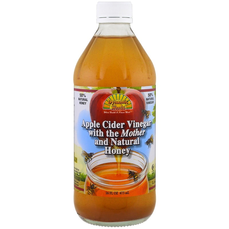 Dynamic Health Apple Cider Vinegar with the Mother and Natural Honey Glass Bottle 16 oz