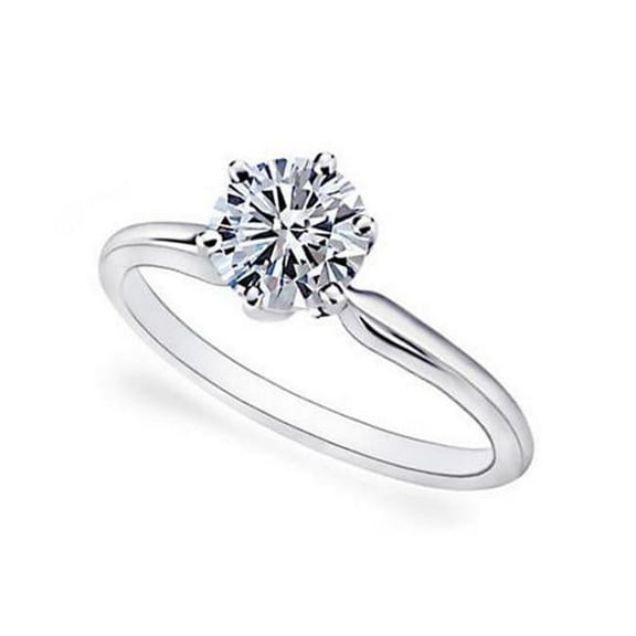 1 CT Womens Diamond Solitaire Engagement Ring, 14K White Gold - Size 6.5