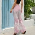 thumbnail image 2 of Pink Cloudy Sky Print High Waisted Casual Flared Trousers Summer Home Pants Gift Street Fashion Night Club Big Size Trousers, 2 of 5