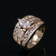 thumbnail image 4 of Grandest Birch Women Cubic Zirconia Inlaid Wedding Engagement Finger Ring Jewelry Gift Copper, Cubic Zirconia Gold, 4 of 8