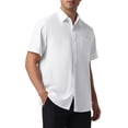 thumbnail image 4 of INSPIRE CHIC Mens Linen Shirts Short Sleeve Button Down Casual Summer Hawaiian Beach Shirts XL White, 4 of 5