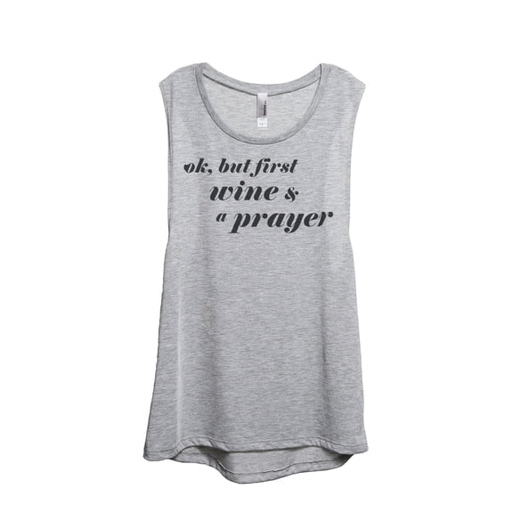Wine And A Prayer Women's Sleeveless Muscle Tank Top Sport Grey Small