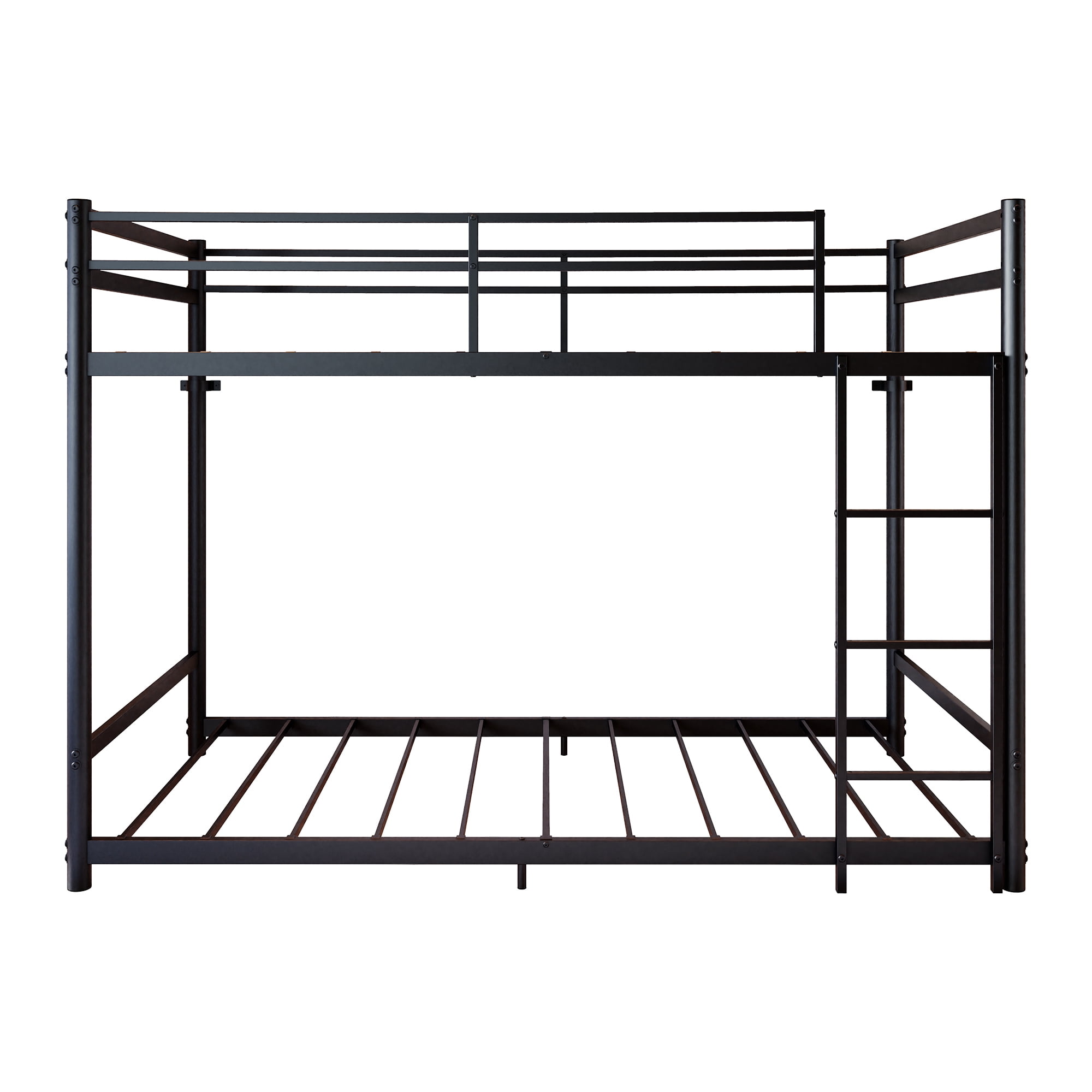 Aukfa Twin over Twin Metal Bunk Bed with Full-Length Guardrails for Kids and Teens, Quiet Design, Black