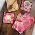 thumbnail image 4 of Red Pink Modern Art Geometric Kitchen Oven Mitt and Pot Holder Sets 4 Pcs for Baking, Cooking and Grilling, Heat Resistant Up To 392 °F, 4 of 6