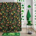 thumbnail image 5 of Shower Curtain, Summer Yellow Brown Fruit Waterproof Shower Curtain Set with Hooks for Bathroom Showers,Stalls and Bathtubs,36x72In Green Leaf Botanical on Black, 5 of 9