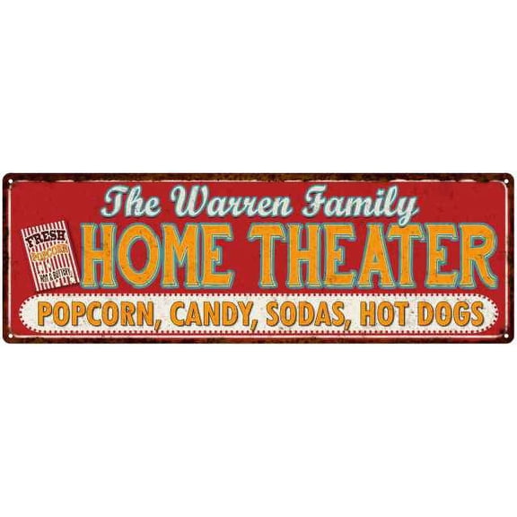 The WARREN Family Home Theater Sign Gift 6x18 Metal Movies Decor 106180100166
