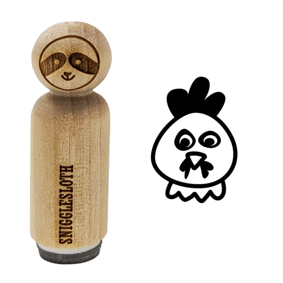 Chicken Rooster Face Doodle Rubber Stamp for Scrapbooking Crafting Stamping - Medium 1 Inch