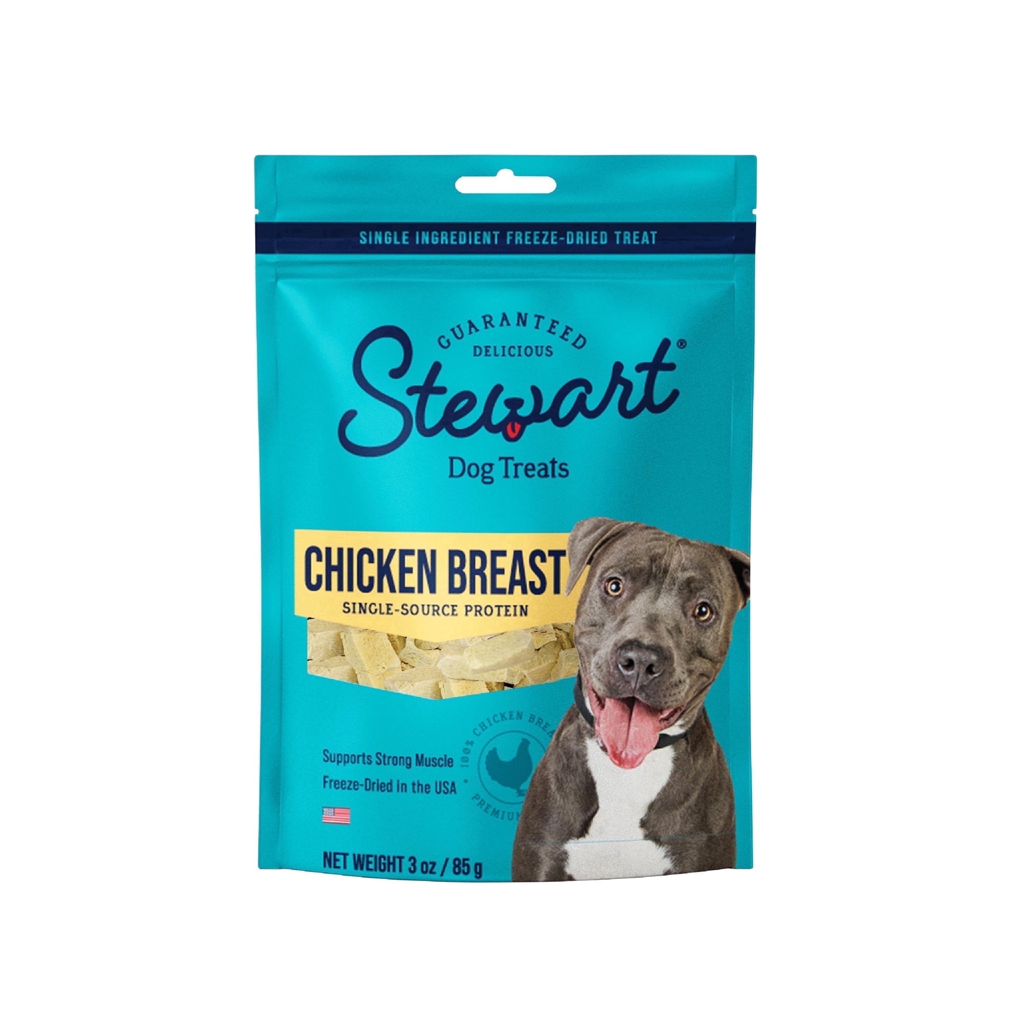 Stewart Freeze Dried Raw Chicken Breast Training Treats or Meal Topper for Dogs, 3 oz Pouch