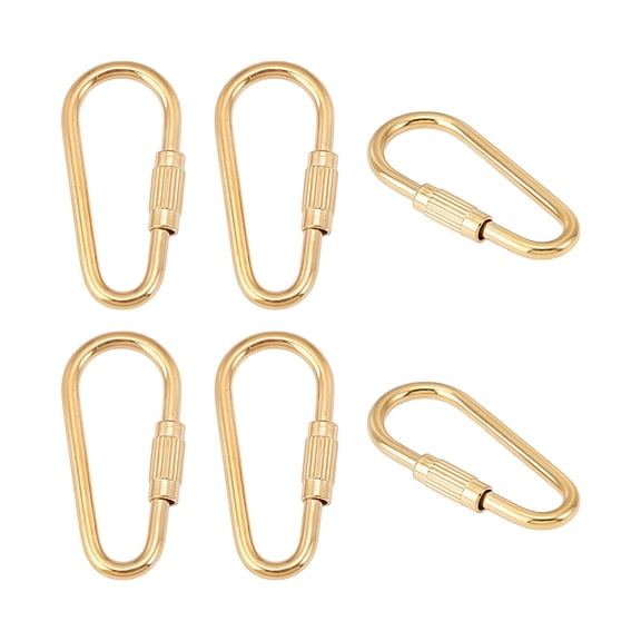 6Pcs Brass Screw Clasps Locking Carabiners Teardrop Raw(Unplated) 35.5x16x2.5~4mm Inner Diameter: 30.5x11.5mm