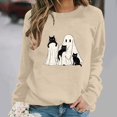 thumbnail image 2 of Turilly Cute Women's Halloween Graphic Pullover Sweatshirt Long Sleeve Crewneck Ghost with Cats Design for Festive Fall Outings, 2 of 6