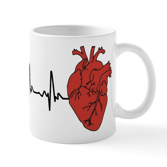 CafePress - Heart Cardiograph - 11 oz Ceramic Mug - Novelty Coffee Tea Cup