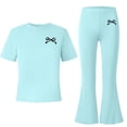 thumbnail image 4 of Enyan Girls Clothes Short Sleeve Graphic Tee and Cargo Pants Set Summer Casual 2-Piece Outfit,9-10 Years, 4 of 7