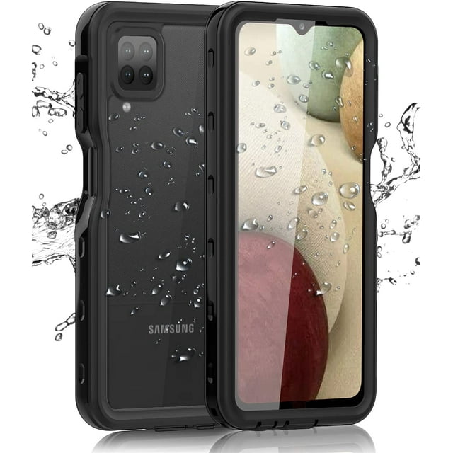 Samsung Galaxy A12 Waterproof Case with Built-in Screen Protector Dustproof Shockproof Drop Proof Heavy Duty Phone Case, Rugged Full Body Underwater Protective Cover for Samsung Galaxy A12 (Black)