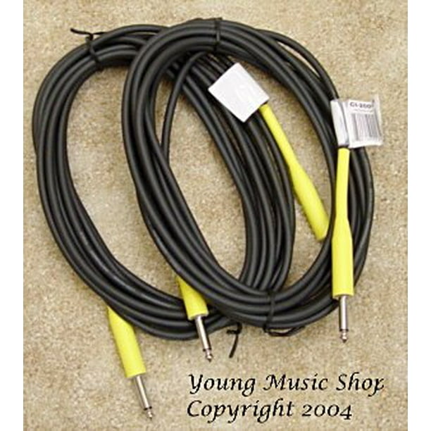 2 Quality 20' Guitar Cables, 1/4" Guitar or Bass Instrument Cable, 20