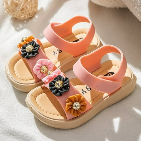 

PEASKJP Slides for Girl Girls Summer Open Toe Soft Bottom Non Slip Shoes Outdoor Beach Sandals Girls Summer Dress Shoes Pink 6.5