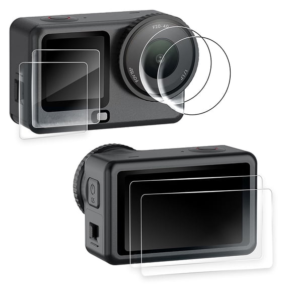 2 Pack Lens Screen Protector for DJI Osmo Action 6 Camera, Tempered Glass Protector OLED Display, Transparent HD Camera Lens Protector 9H Hardness Scratch Resistant, Bubble-Free