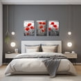 thumbnail image 2 of ZHONGYUTONG Red Poppies Canvas Wall Art 3 Piece Black White & Gray Poppy Flowers Picture Prints Elegant Rustic Artwork Bathroom Home Decor (16.00" x 24.00" x 3PCS), 2 of 7
