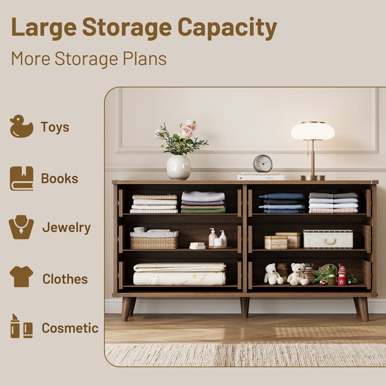 Aufeile 53" Fluted 6-Drawer Dresser, Walnut photo 6