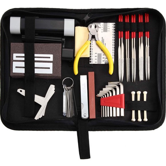 TIMESETL 44 Pcs Guitar Repairing Maintenance Tool Kit, Complete Stainless Steel Guitar Setup Kit Repair Tools for Guitar Ukulele Bass Mandolin Banjo