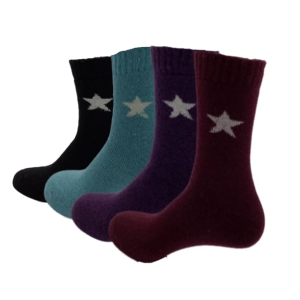4 Pares de Calcetines Térmicos Suaves y Cómodos Gruesos Casuales de Lana de Cordero para Mujer (Estilo 1)