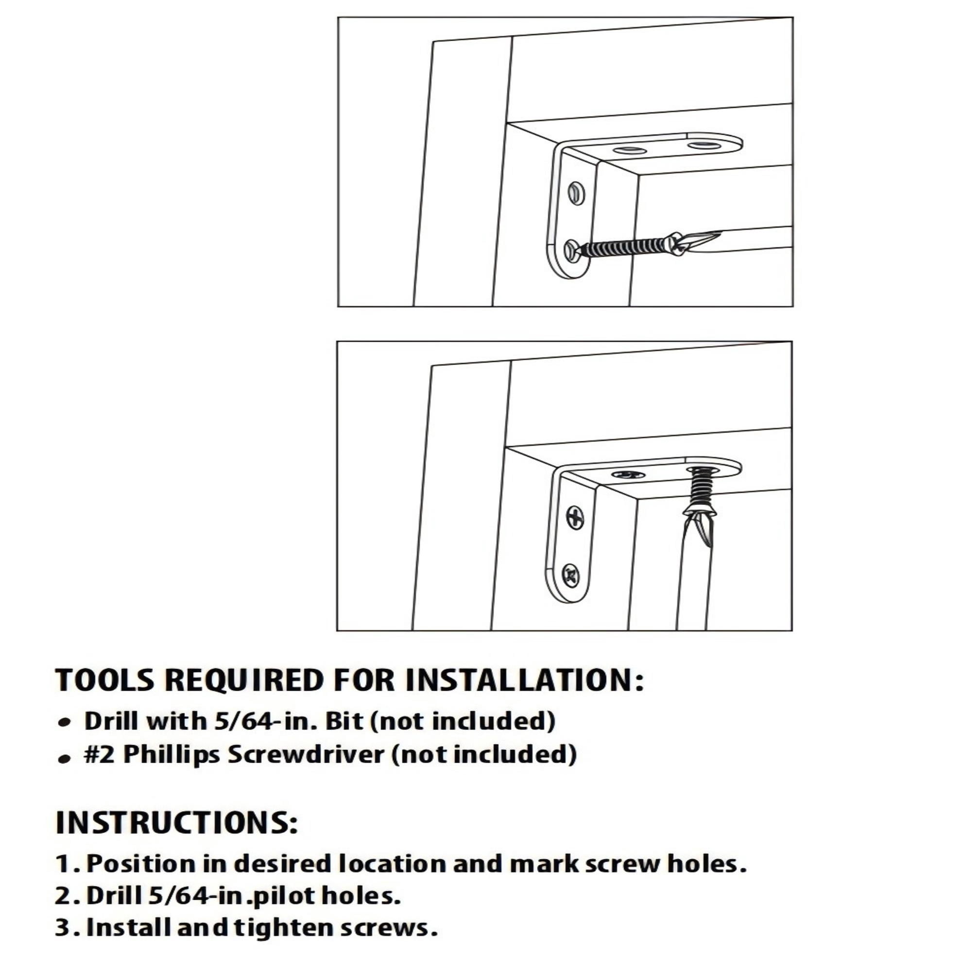 Hyper Tough Multiple Sizes 1.57 & 0.79 in. Stainless Steel Corner Brace Kit with Screws, Black, 20 Pack