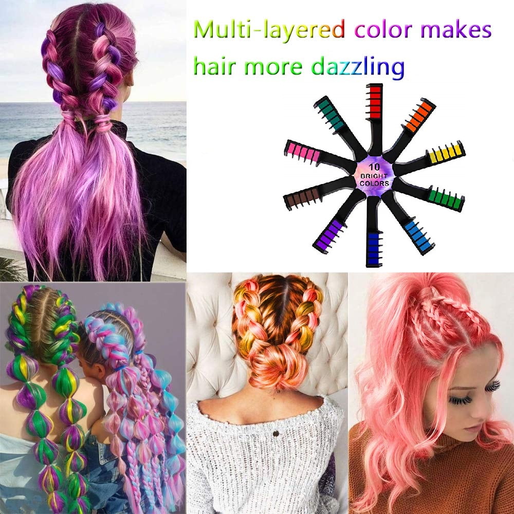2 Pack Temporary Hair Chalk Comb Washable Hair Color Comb for Kids for