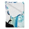 thumbnail image 2 of Urban Graffiti Soft Flannel Fleece Throw Blanket, Silhouette of Break Dance Performer Loudspeakers Concentric Stars Dots, Cozy Plush for Indoor and Outdoor Use, 60" x 80", Multicolor, by Ambesonne, 2 of 5